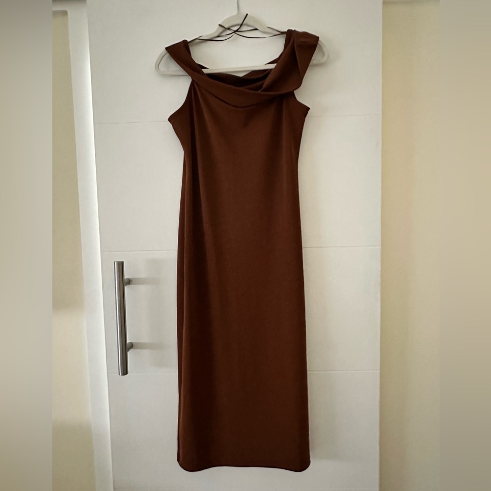 Elegant Brown Off the Shoulder Dress